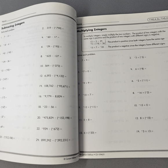 Kelley Wingate Pre-Algebra Workbook Grades 5-8 Carson Dellosa Common Core Math - Picture 3 of 16